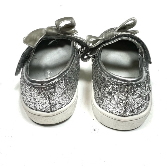 Carters | Toddler Glitter Sparkle Mary Janes Velcro With Bow Sz 7 - Picture 4 of 9